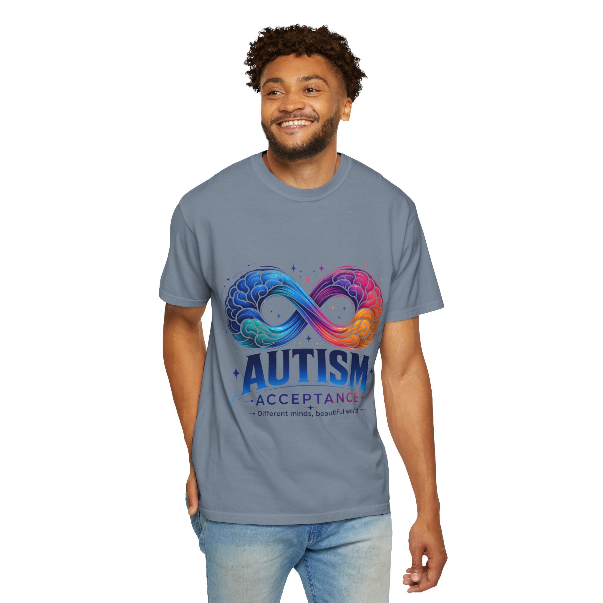 Autism Acceptance T-Shirt — Infinity Puzzle Rainbow Design