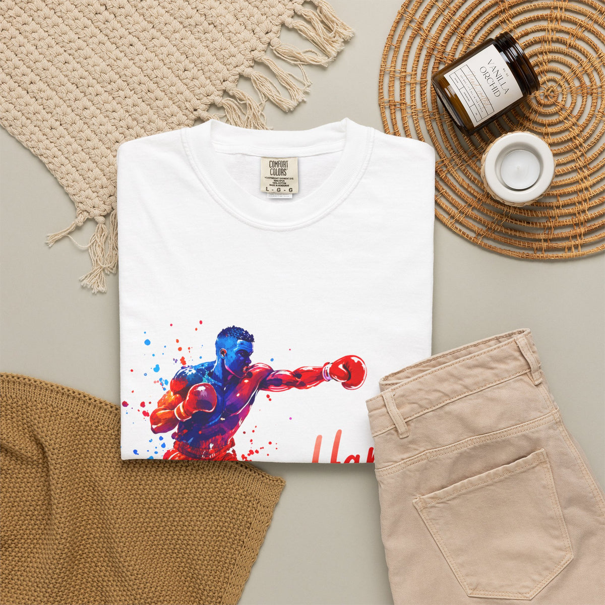 Boxer Birthday Adult T-Shirt — Watercolor Boxing Happy Birthday Tee