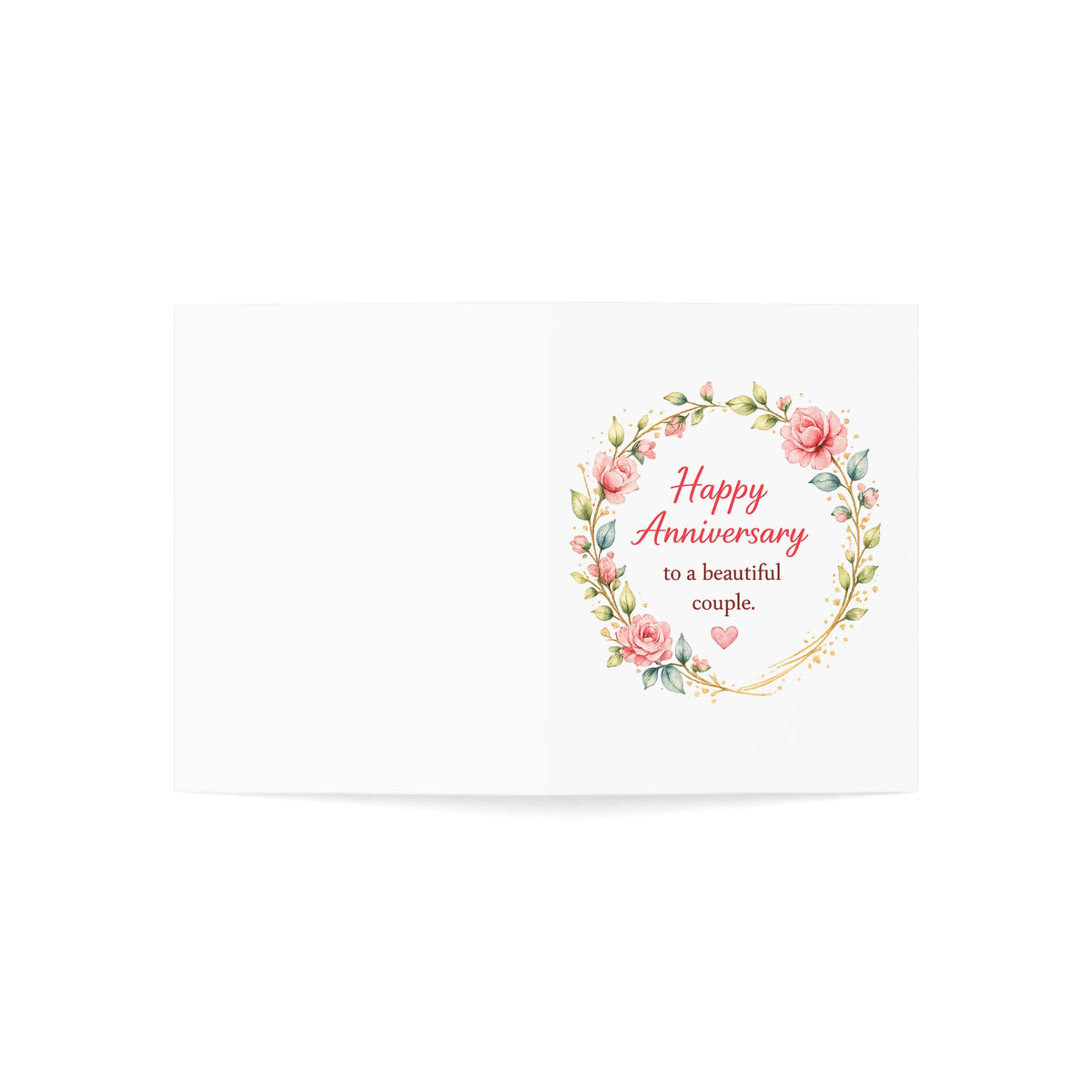 Anniversary Greeting Card – “Happy Anniversary to a Beautiful Couple” Floral Wreath (Single or Pack)