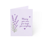 Sympathy Miss You Greeting Card – "Missing your voice, your laugh, your everything" (Lavender)