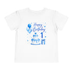 1st Birthday Toddler Tee – Blue Cake, Balloons & Gift Design