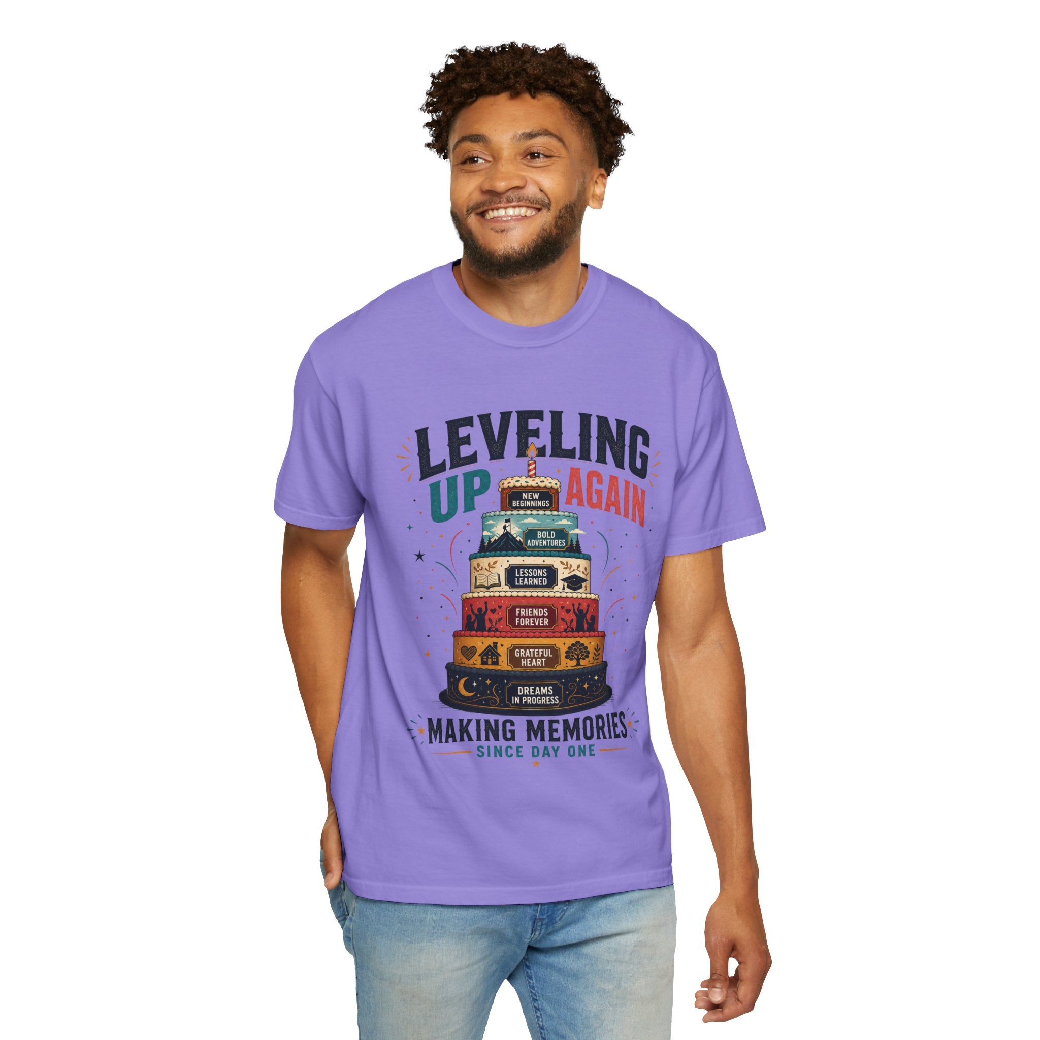 Leveling Up Again T-Shirt — "Making Memories Since Day One" Gamer Birthday Tee