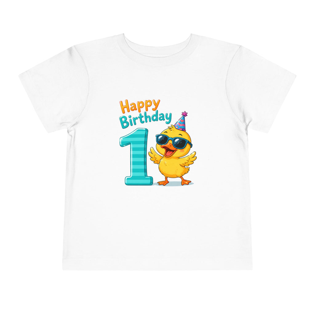 1st Birthday Toddler Tee — Happy Birthday Baby Chick Design