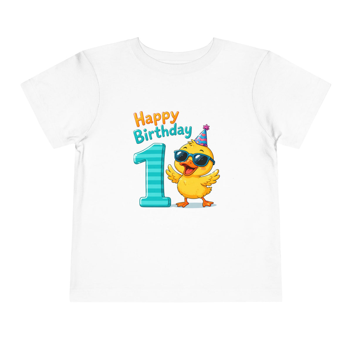 1st Birthday Toddler Tee — Happy Birthday Baby Chick Design