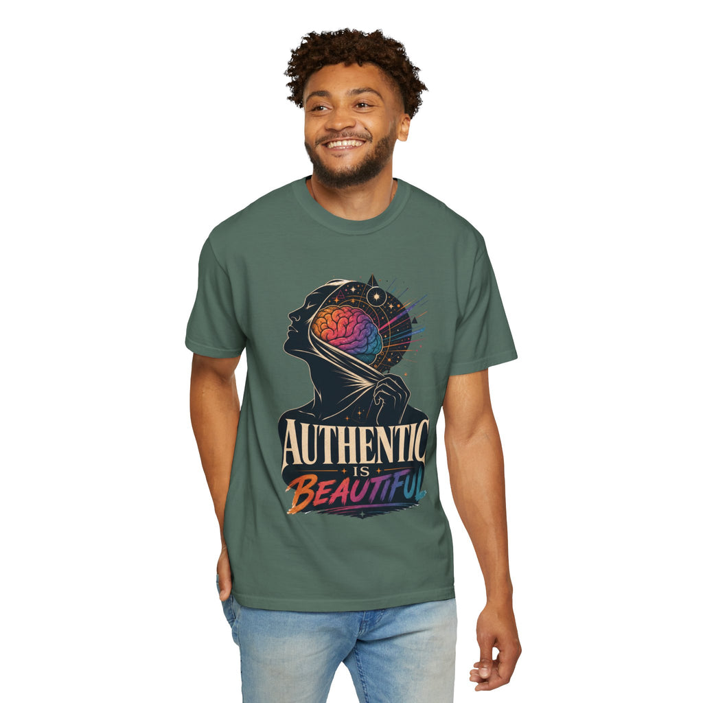 Authentic Is Beautiful Graphic T-Shirt — Pride Rainbow Mind Empowerment Tee