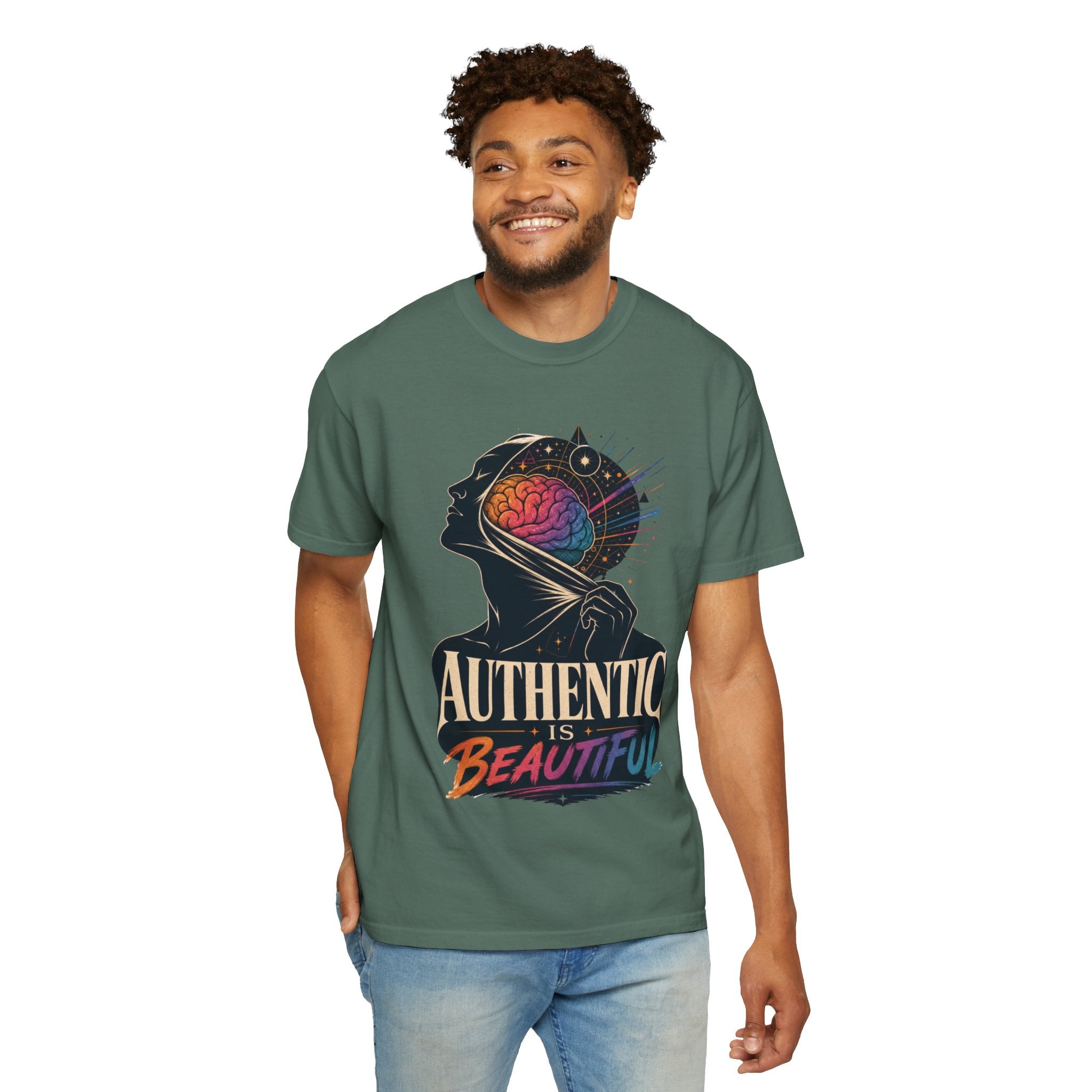 Authentic Is Beautiful Graphic T-Shirt — Pride Rainbow Mind Empowerment Tee