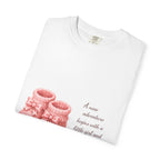 Baby Girl Announcement T-Shirt — "Congratulations! A new adventure begins with a little girl"