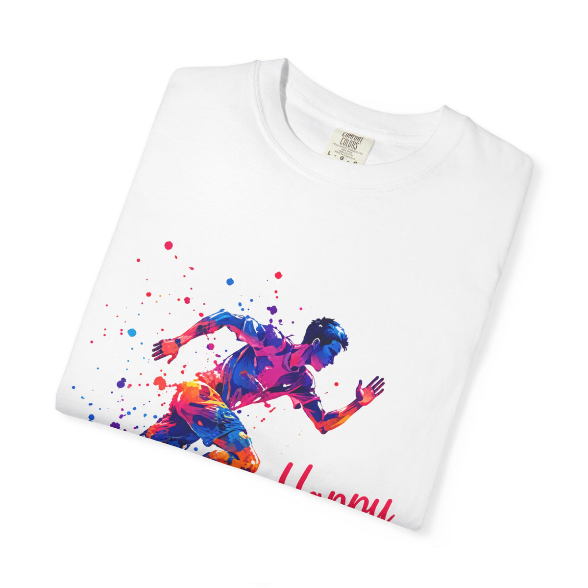 Happy Birthday Runner Adult T-Shirt — Colorful Athletic Birthday Tee
