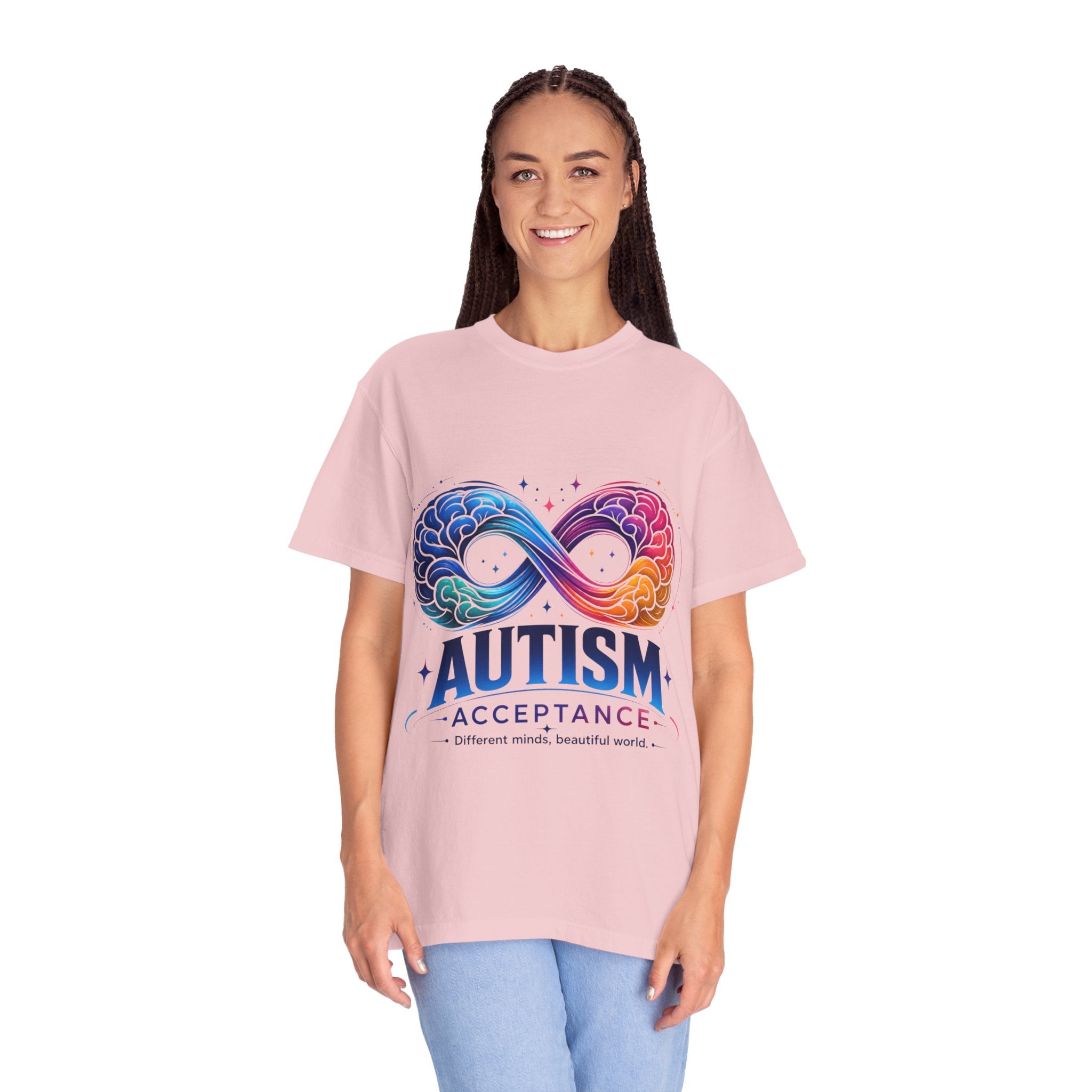 Autism Acceptance T-Shirt — Infinity Puzzle Rainbow Design