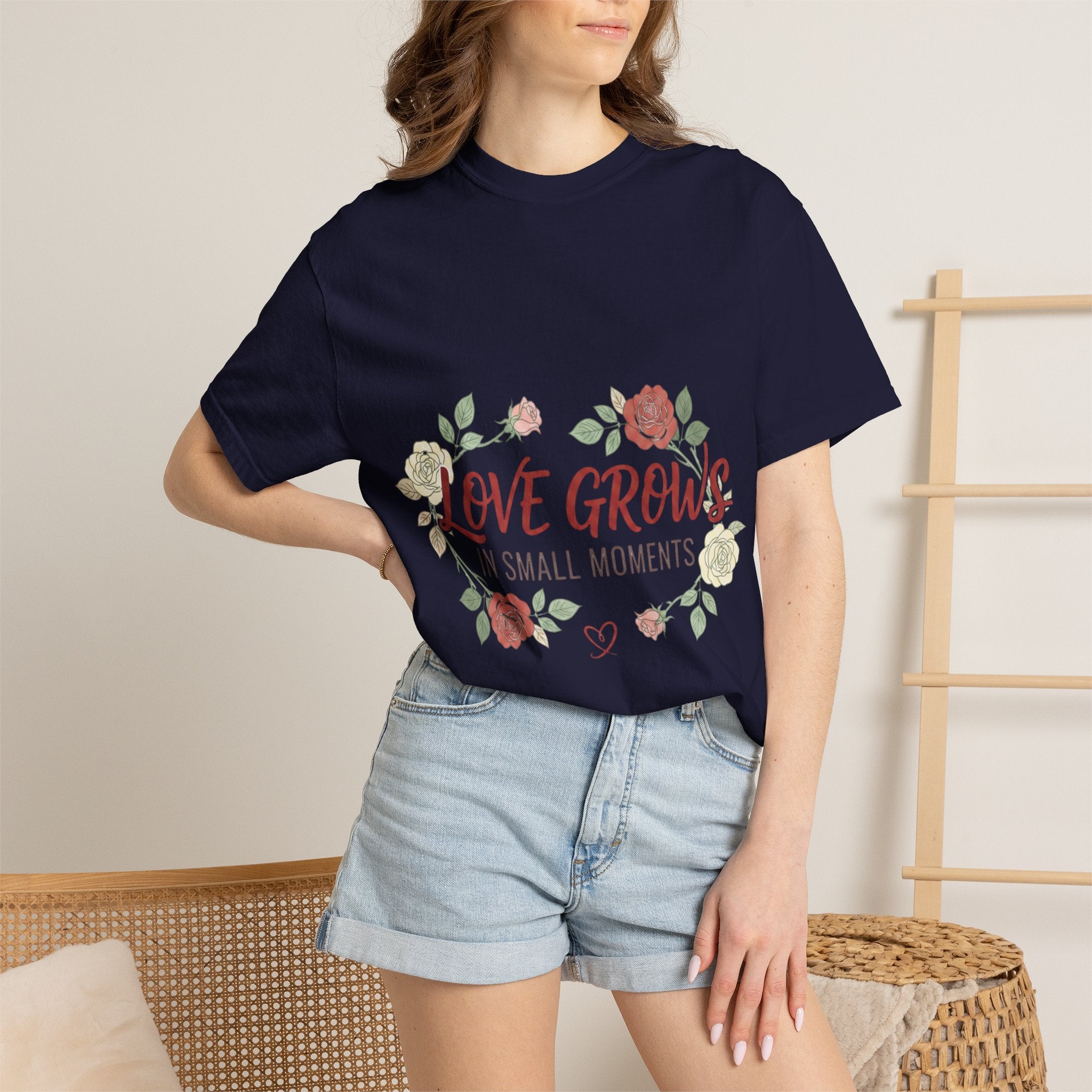 Love Grows T-Shirt — "Love Grows in Small Moments" Floral Tee