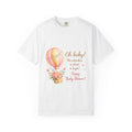Baby Shower T-Shirt — “Oh baby! The adventure is about to begin!” Hot Air Balloon Design