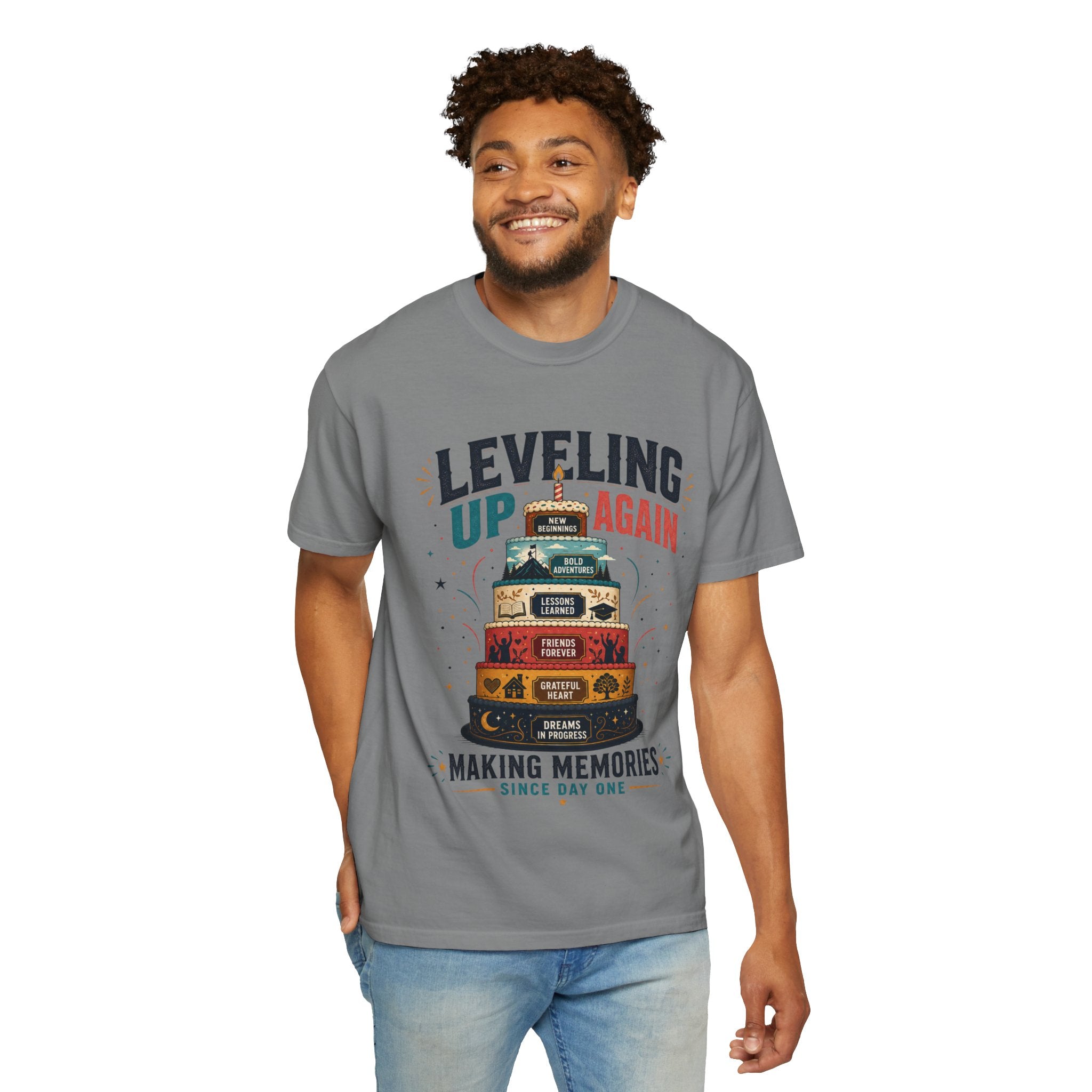 Leveling Up Again T-Shirt — "Making Memories Since Day One" Gamer Birthday Tee