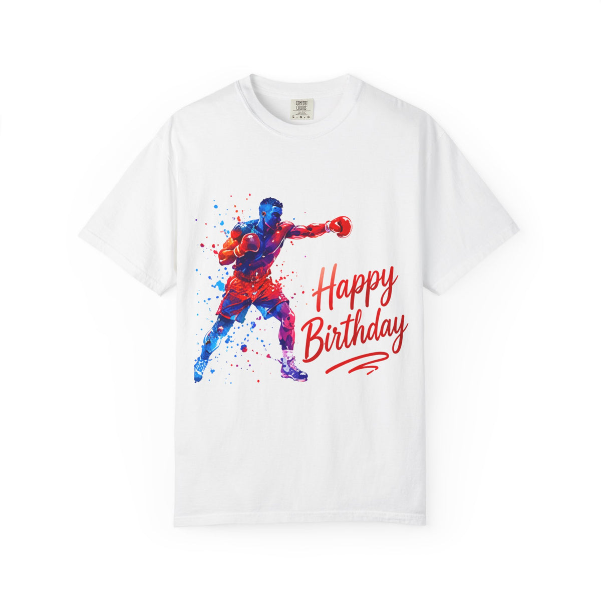Boxer Birthday Adult T-Shirt — Watercolor Boxing Happy Birthday Tee