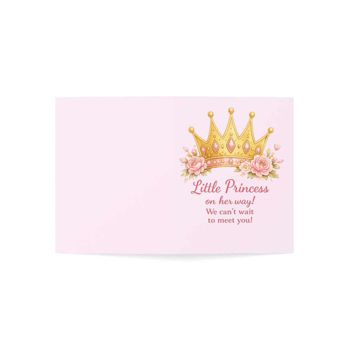 Baby Shower Greeting Card — "Little Princess on her way!" Pink Crown Card (1/10/30/50pcs)
