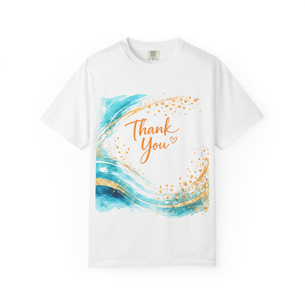 Thank You Wave T-Shirt — Watercolor Teal & Gold Appreciation Tee
