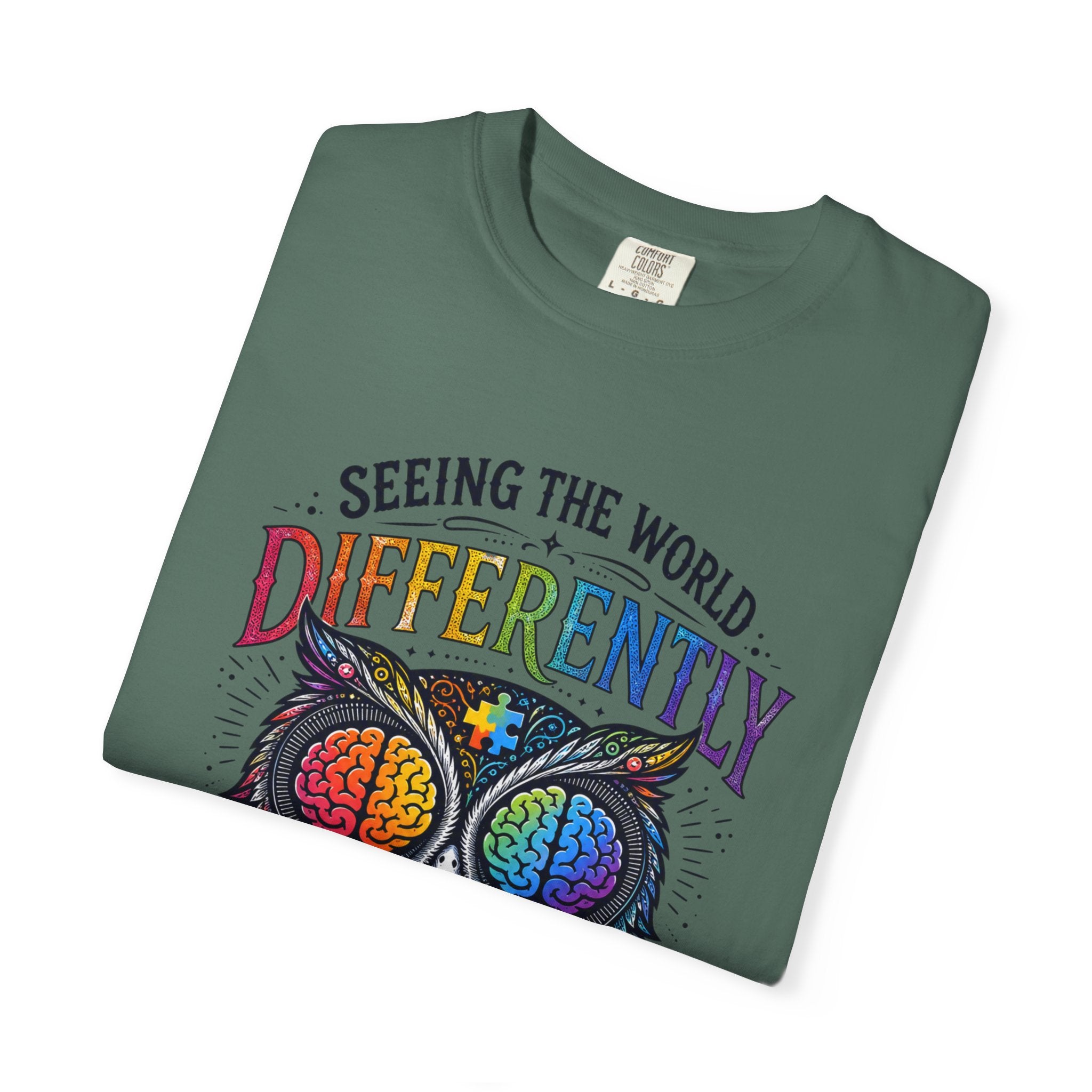 Seeing the World Differently Owl T-Shirt — Colorful Psychedelic Autism Awareness Tee