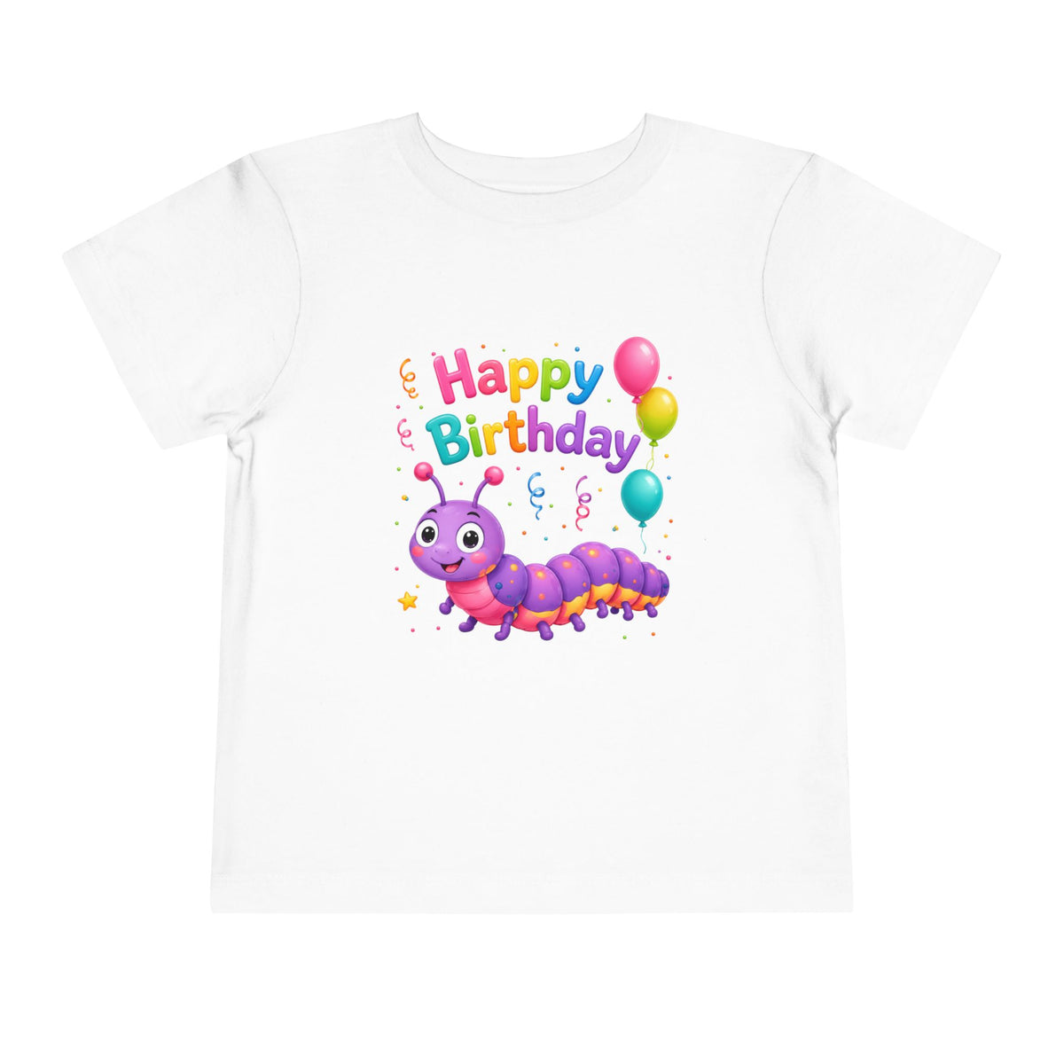 Toddler Birthday Tee — Cute Purple Caterpillar "Happy Birthday" Shirt for Kids