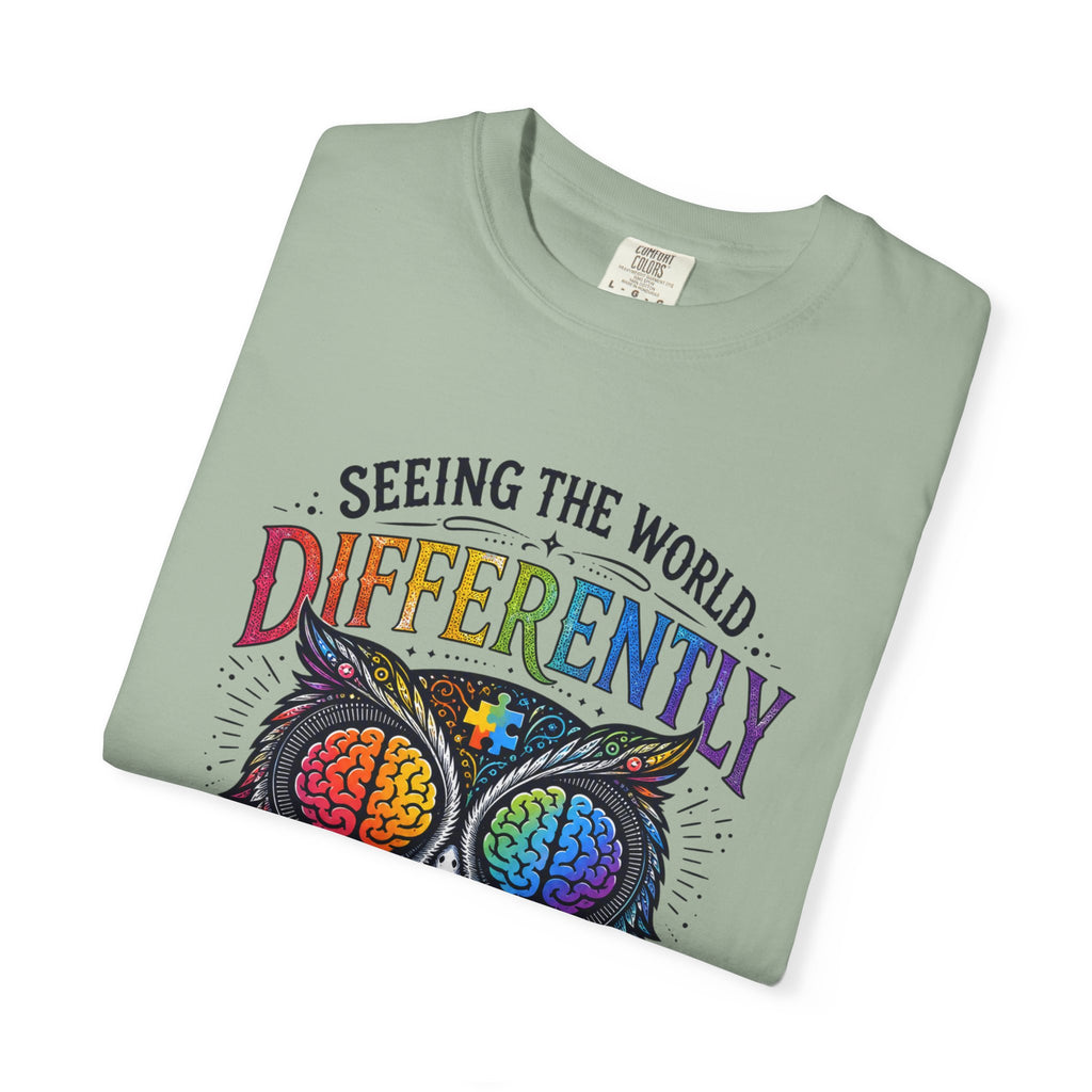 Seeing the World Differently Owl T-Shirt — Colorful Psychedelic Autism Awareness Tee