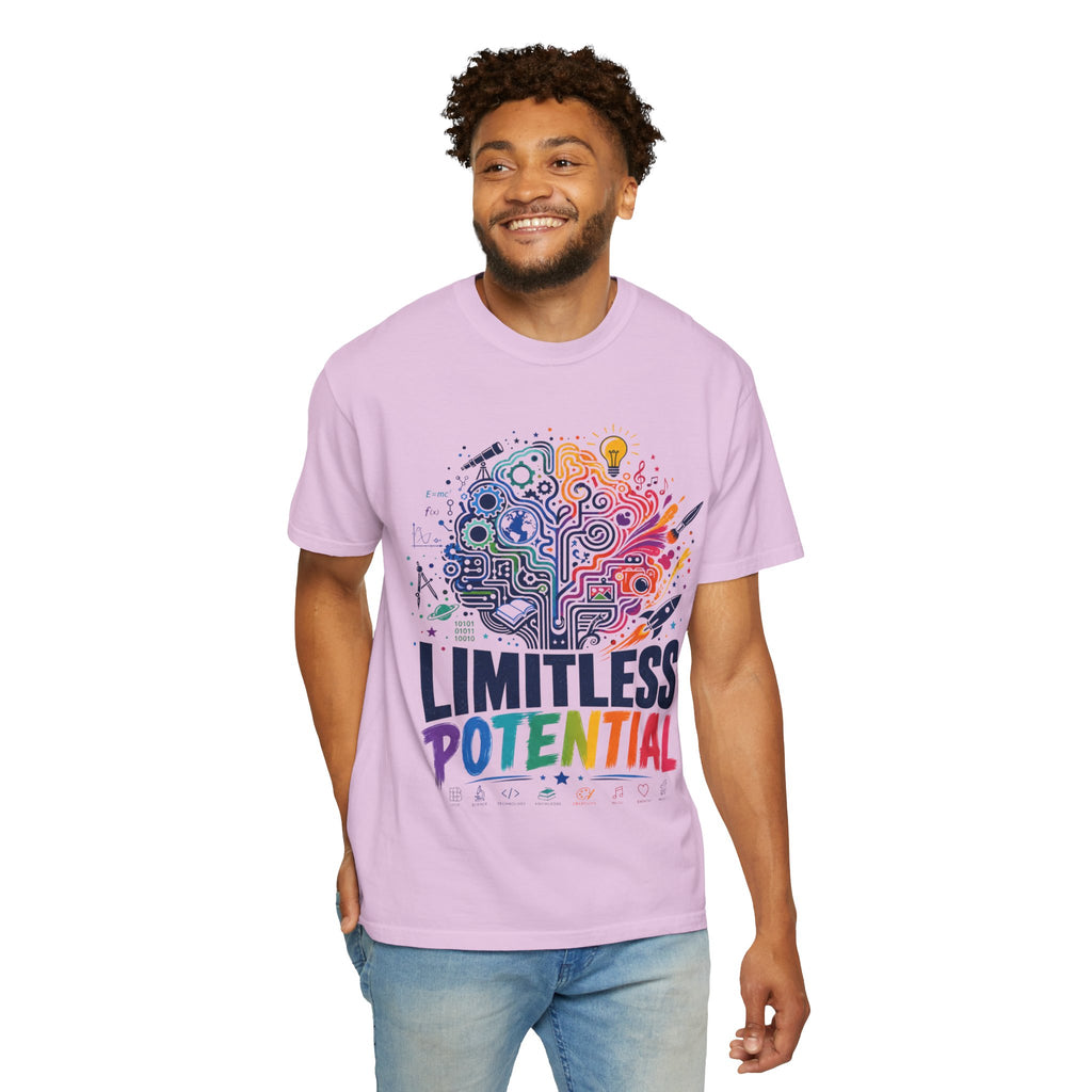 Limitless Potential T-Shirt — Inspirational Brain & Rainbow Design