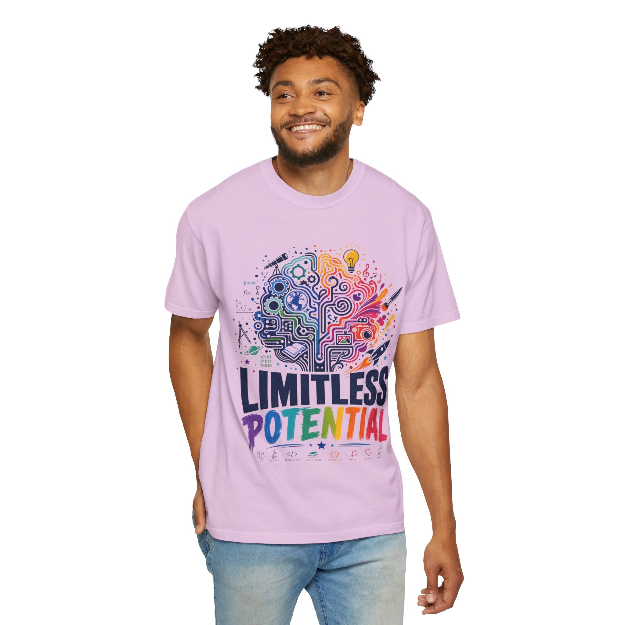 Limitless Potential T-Shirt — Inspirational Brain & Rainbow Design