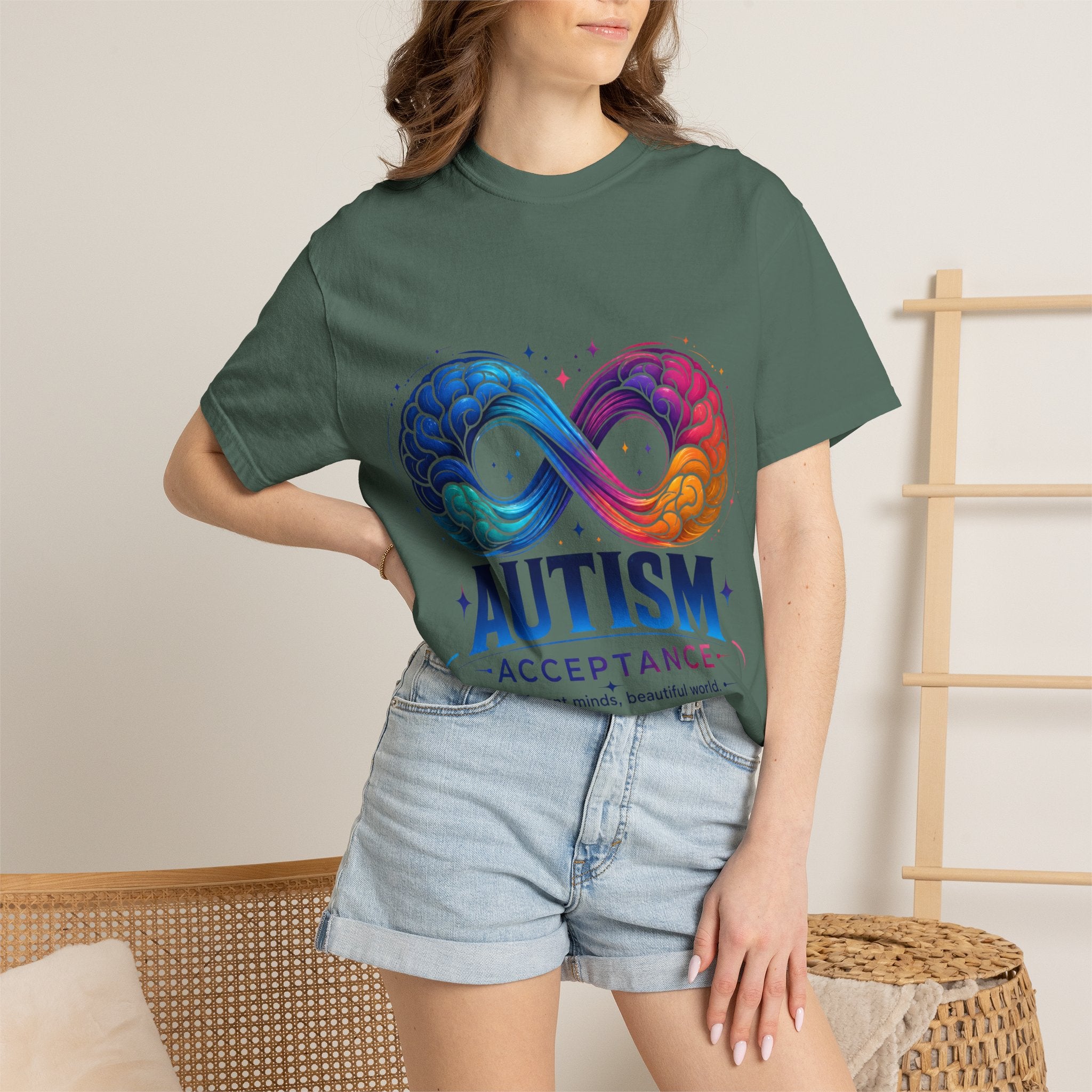 Autism Acceptance T-Shirt — Infinity Puzzle Rainbow Design
