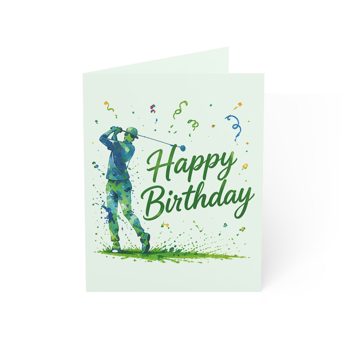 Golf Happy Birthday Greeting Card — Folded Birthday Card for Golfers (1/10/30/50 pcs)
