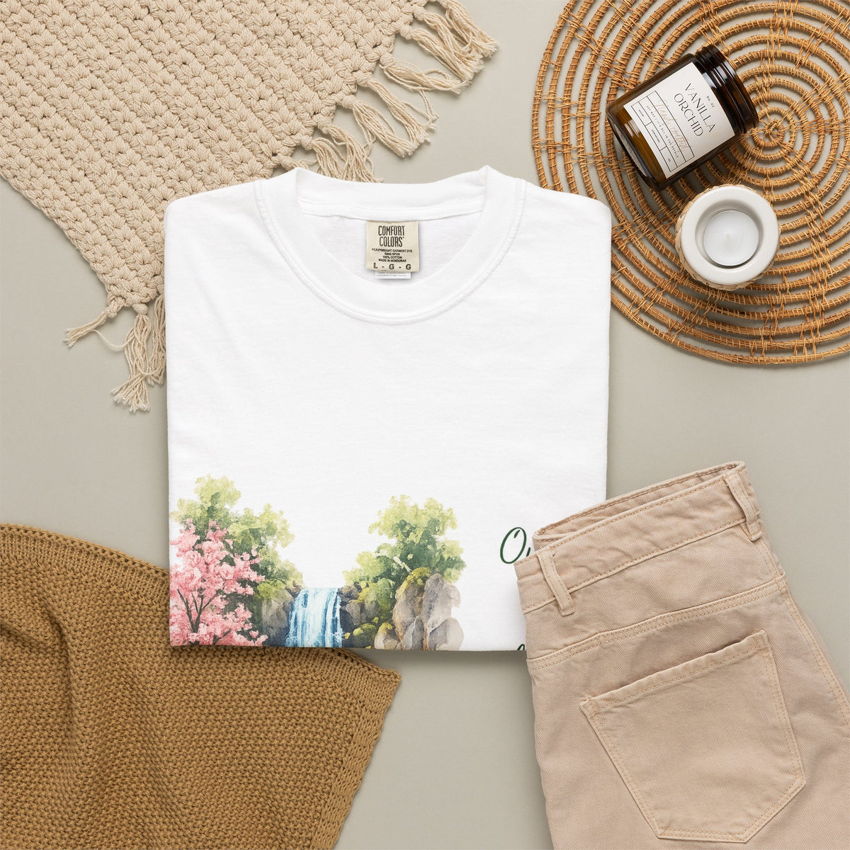 Waterfall Love T-Shirt — “Our love keeps flowing stronger every year” Romantic Nature Graphic Tee