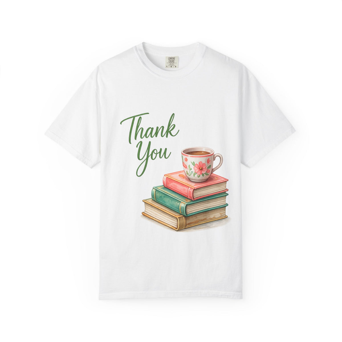 Thank You Books & Tea T-Shirt — Appreciation Gift for Teachers & Book Lovers