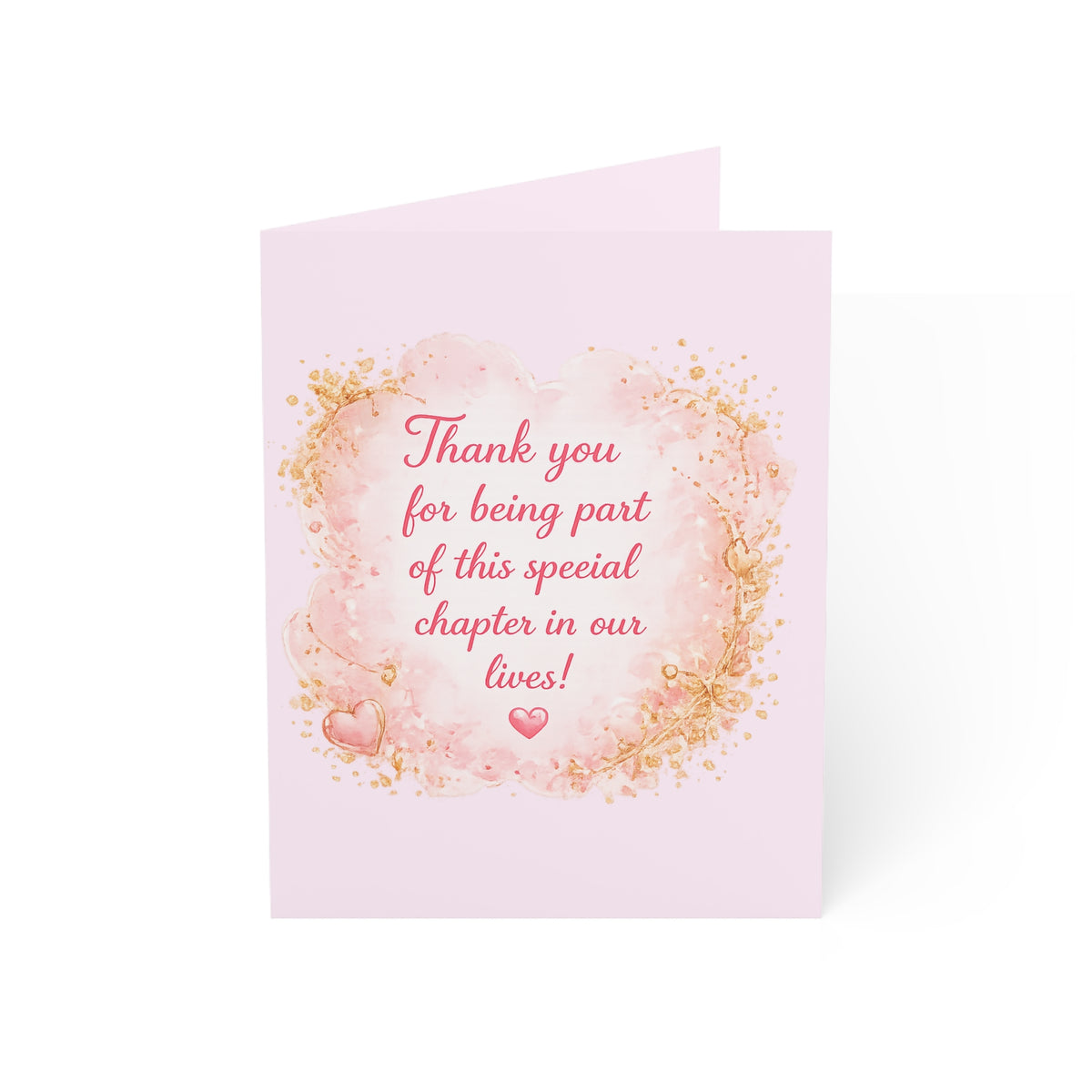 Baby Shower Greeting Card — "Thank you for being part of this special chapter in our lives" (Pink Floral, Girl Baby Shower)