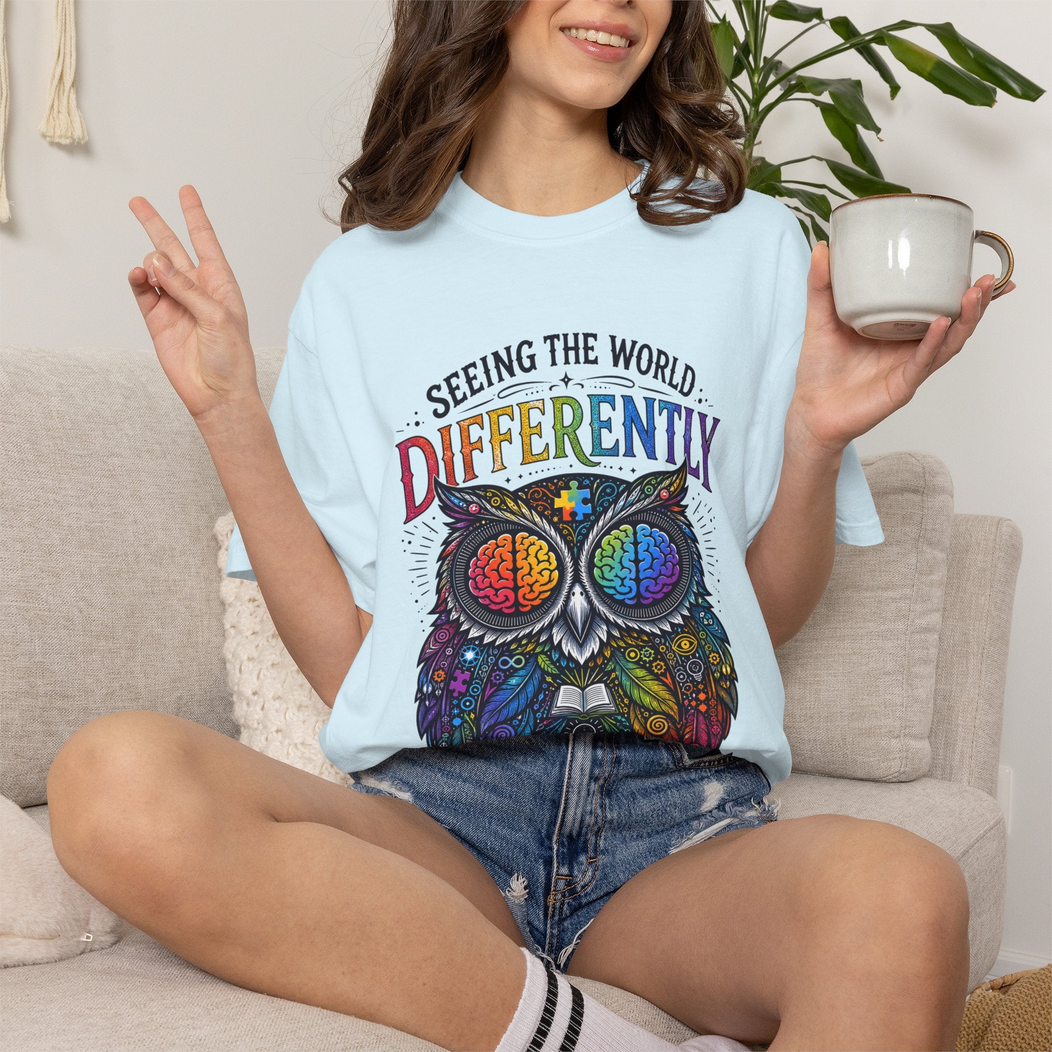 Seeing the World Differently Owl T-Shirt — Colorful Psychedelic Autism Awareness Tee