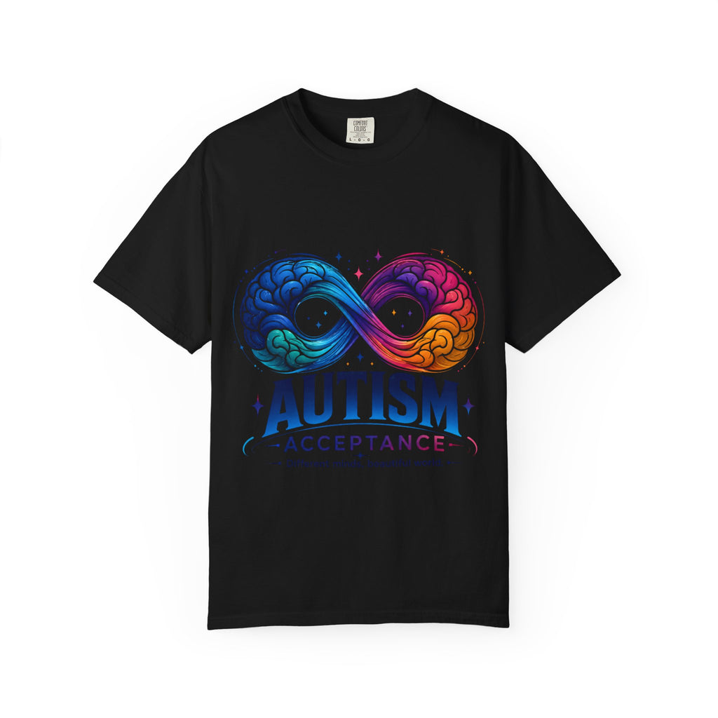 Autism Acceptance T-Shirt — Infinity Puzzle Rainbow Design