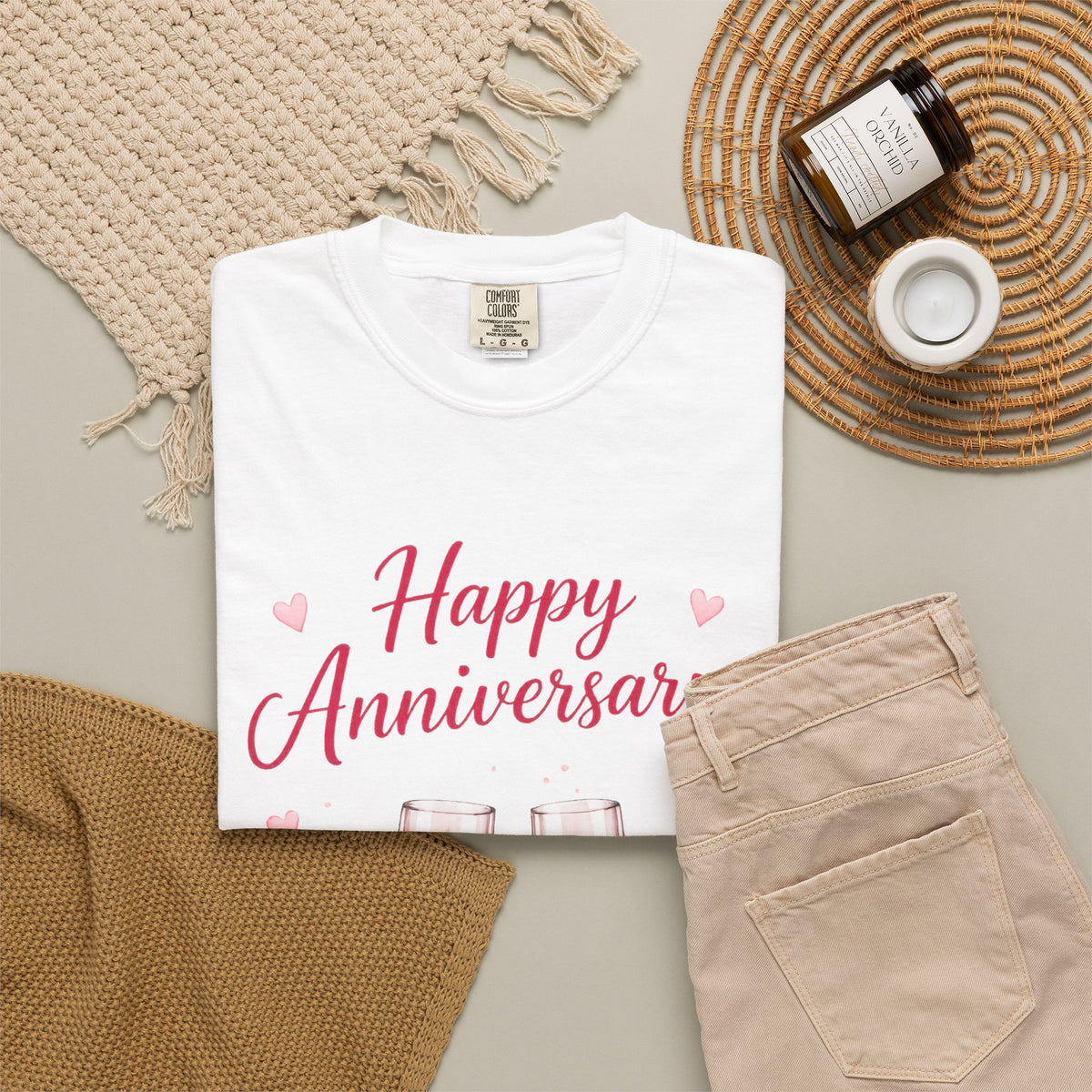 Anniversary Red Champagne T-Shirt — "Happy Anniversary" Romantic Toast Tee