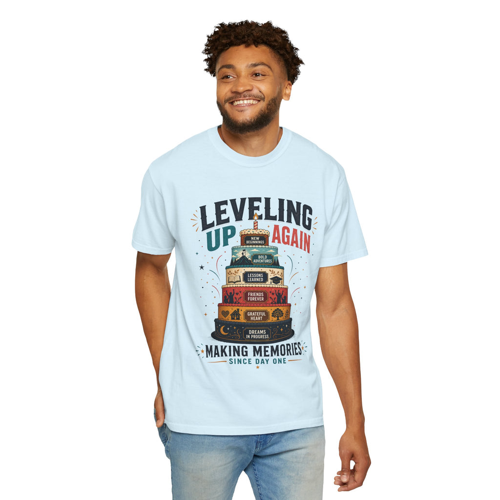 Leveling Up Again T-Shirt — "Making Memories Since Day One" Gamer Birthday Tee