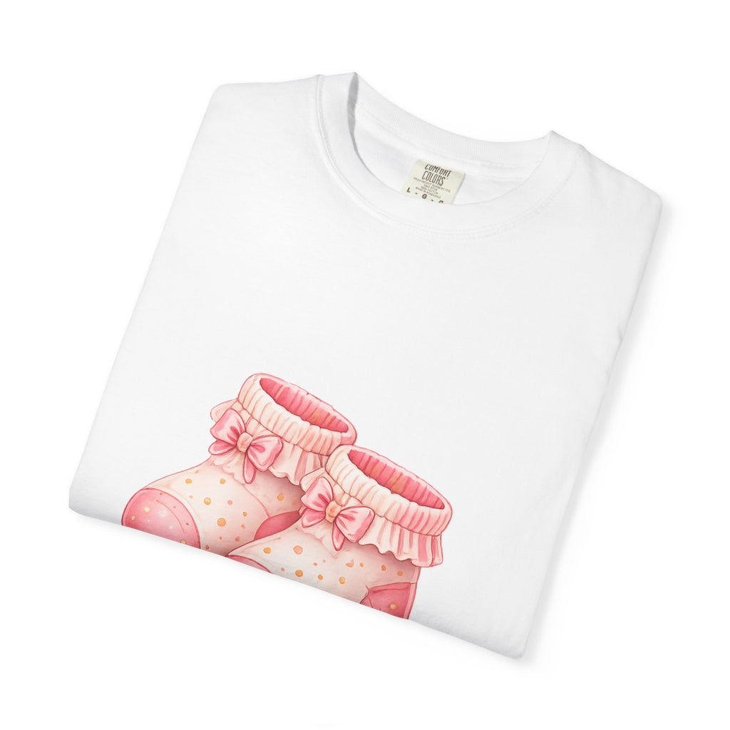 Baby Shower Congrats T-Shirt — Pink Baby Booties "Congratulations!"