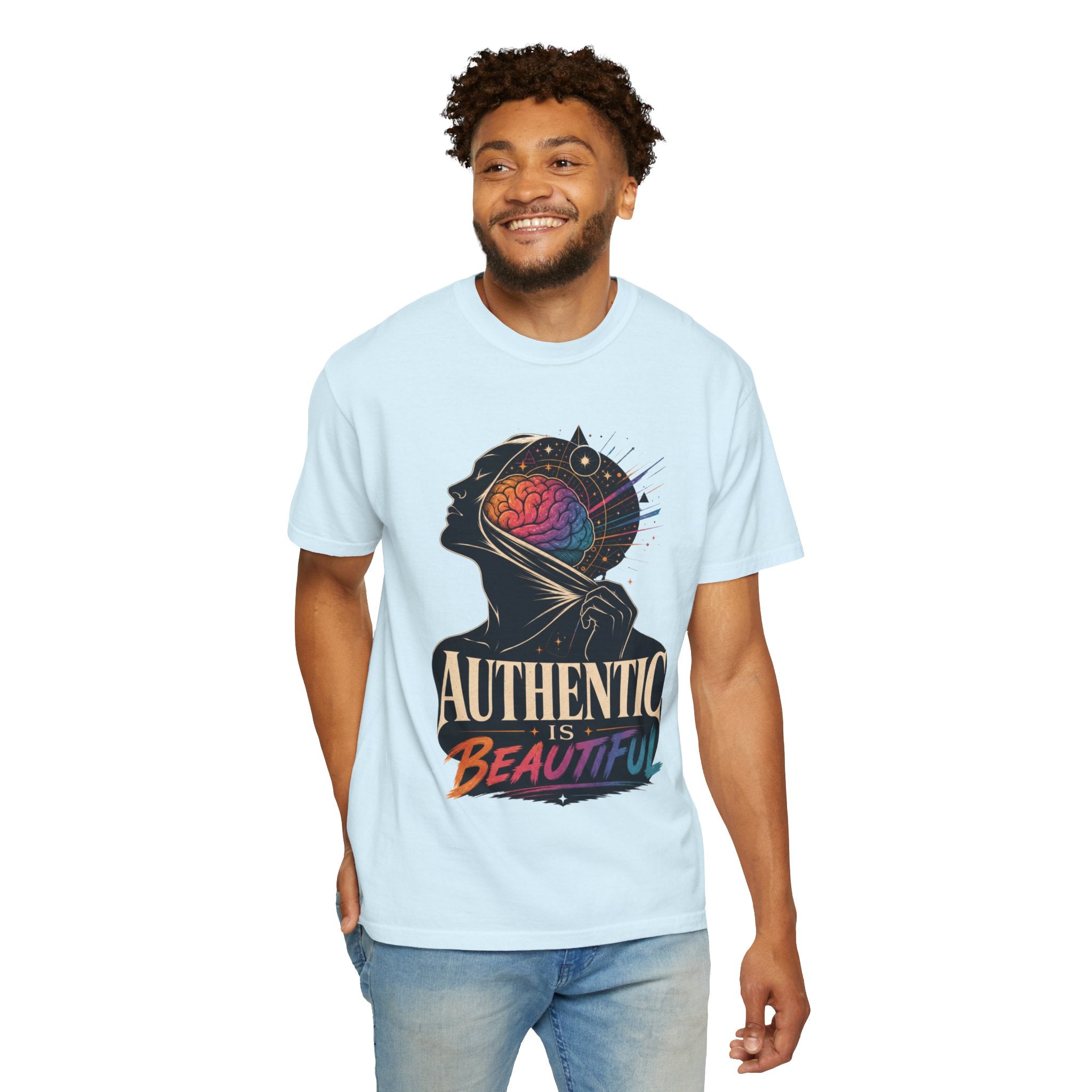 Authentic Is Beautiful Graphic T-Shirt — Pride Rainbow Mind Empowerment Tee