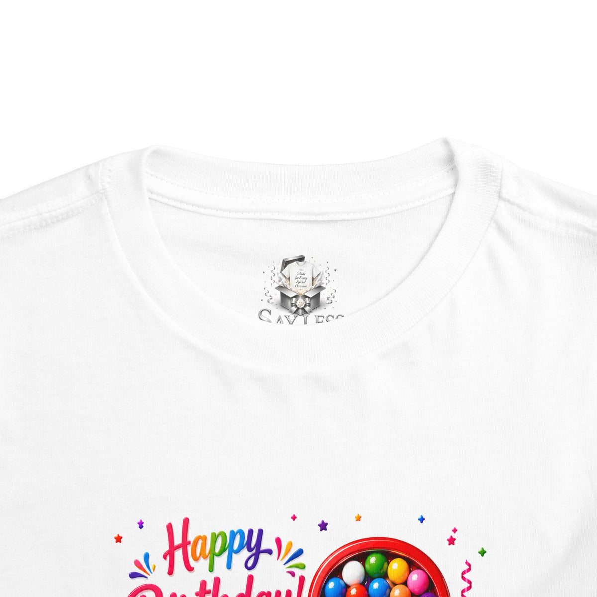 Happy 2nd Birthday Toddler Tee - Colorful Gumball Number 2 Birthday Shirt