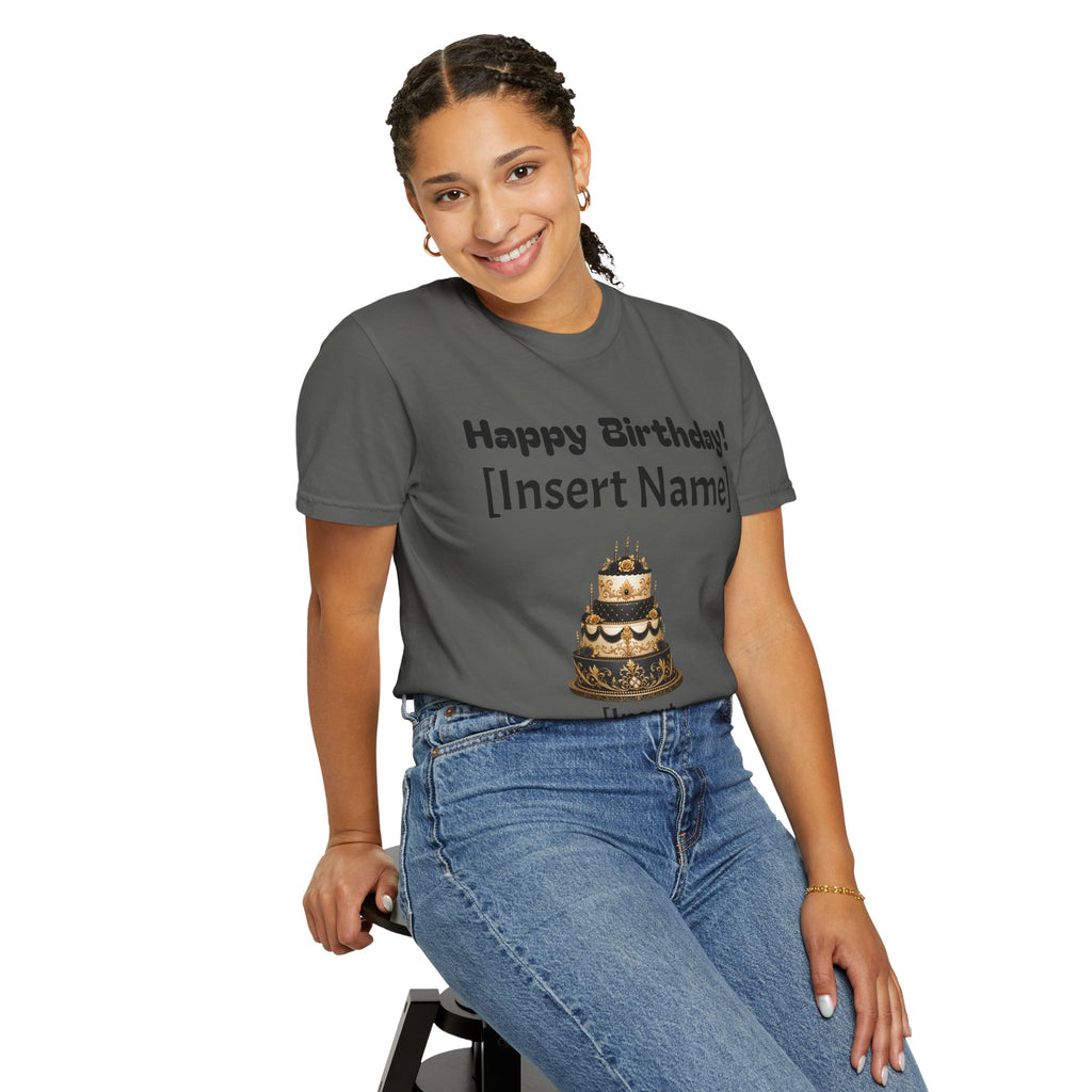 Birthday Cake Personalized T‑Shirt — "Happy Birthday! [Insert Name]" Customizable Tee