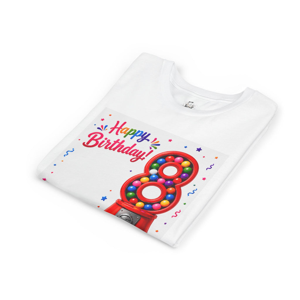 Youth Tee — Happy 8th Birthday Gumball Machine Graphic