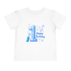1st Birthday Toddler Tee – Blue Bubble 'Happy Birthday'