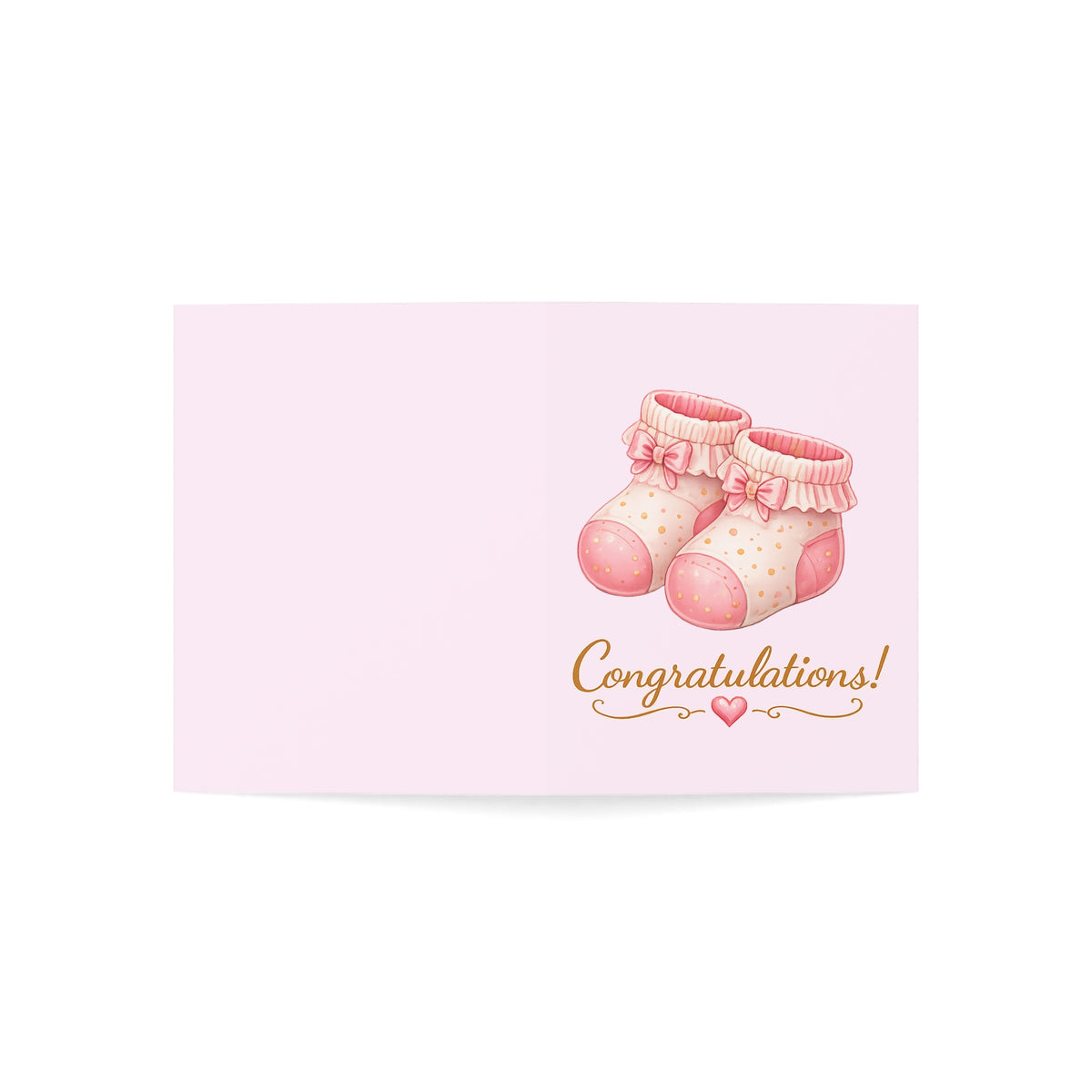 Baby Girl Congratulations Card – Pink Booties Newborn Greeting Card (Pack of 1, 10, 30, 50)