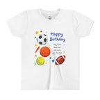 Youth Sports Birthday Tee – "Happy Birthday" Kids Athletic Party Shirt