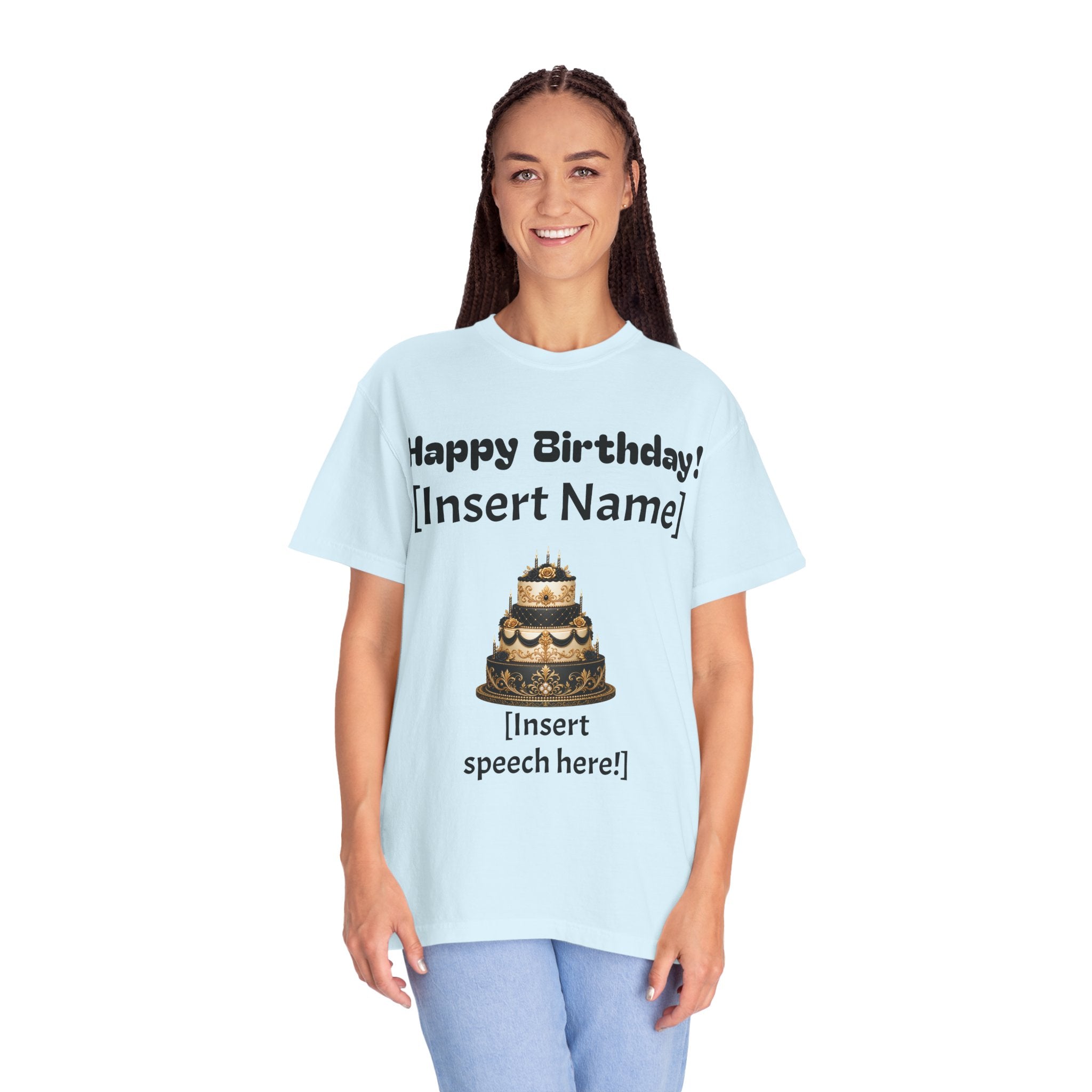 Birthday Cake Personalized T‑Shirt — "Happy Birthday! [Insert Name]" Customizable Tee