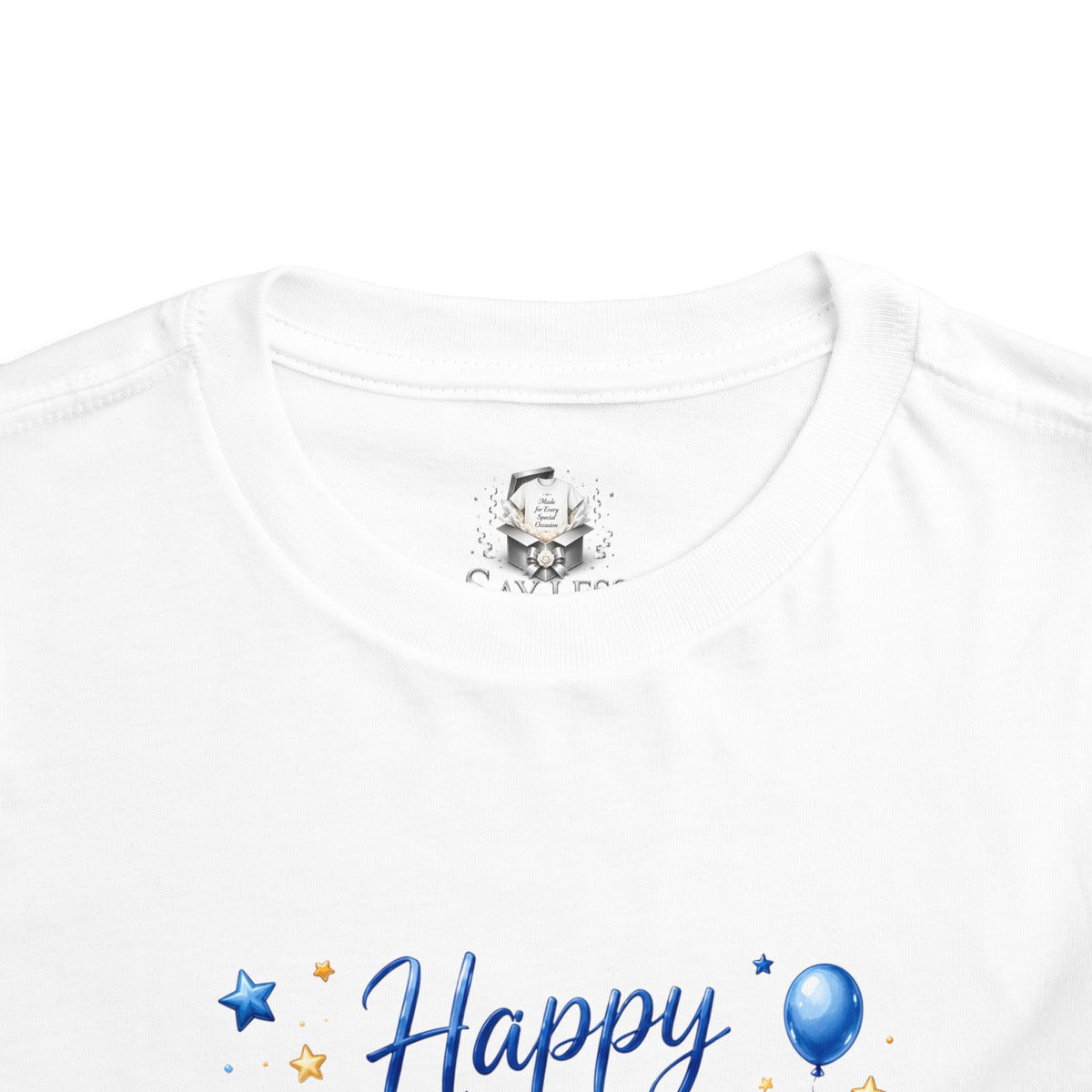 Toddler Tee - "Happy Birthday" Blue Crown Birthday Shirt