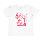 1st Birthday Toddler Tee – Pink Cake, Balloons & Gift Design