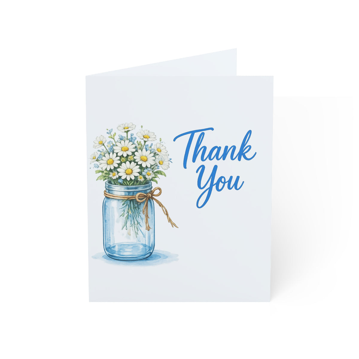 Thank You Card — Daisies in Mason Jar Floral Greeting Card (Single or Multi-Pack)