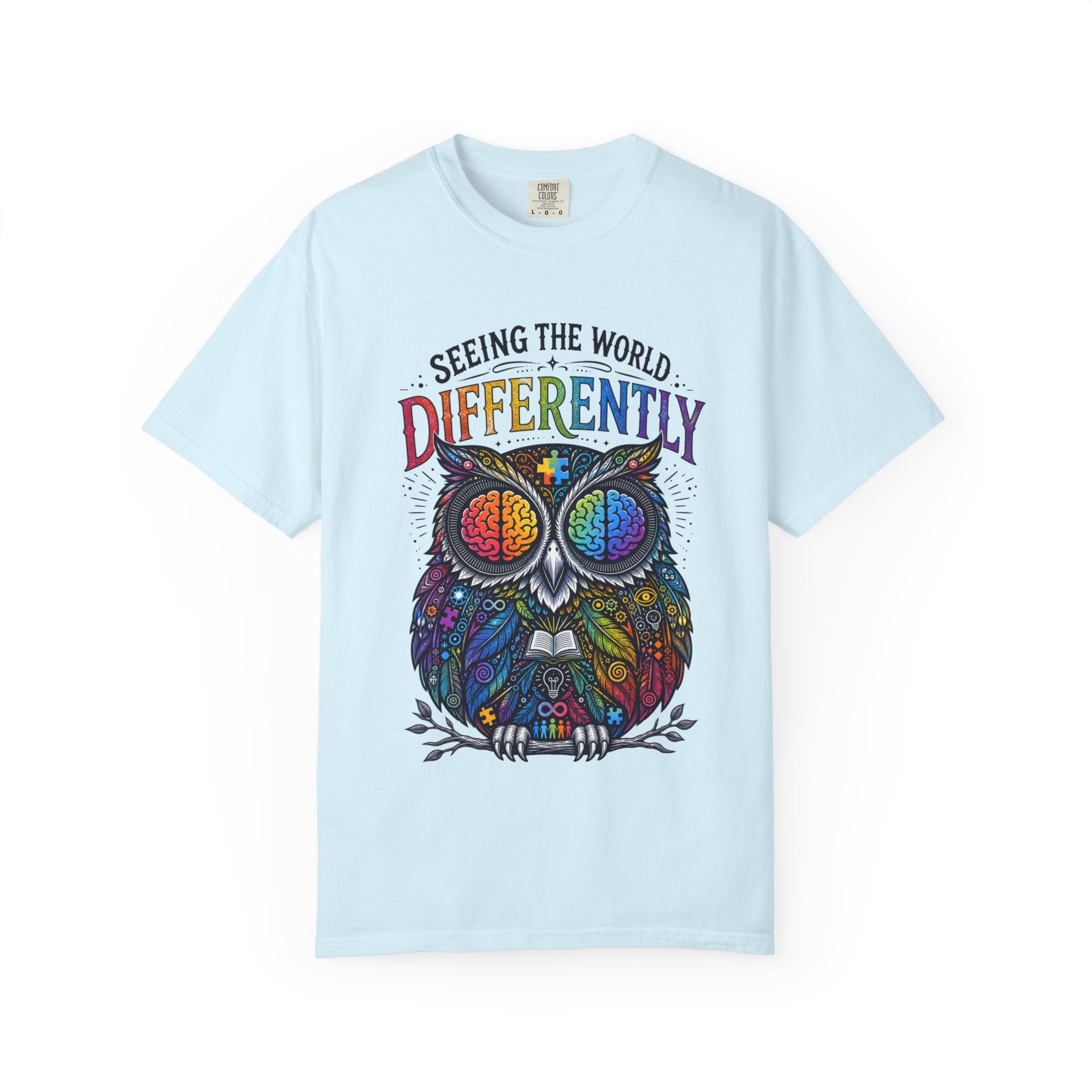 Seeing the World Differently Owl T-Shirt — Colorful Psychedelic Autism Awareness Tee