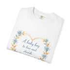 Baby Shower T-Shirt — "A baby boy to love and cherish" Floral Heart Tee