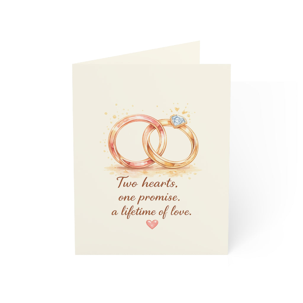 Wedding Rings Greeting Card – “Two hearts, one promise” Set (1/10/30/50 pcs)