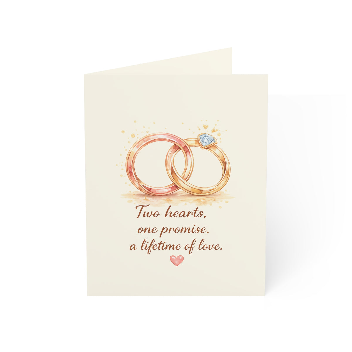 Wedding Rings Greeting Card – “Two hearts, one promise” Set (1/10/30/50 pcs)