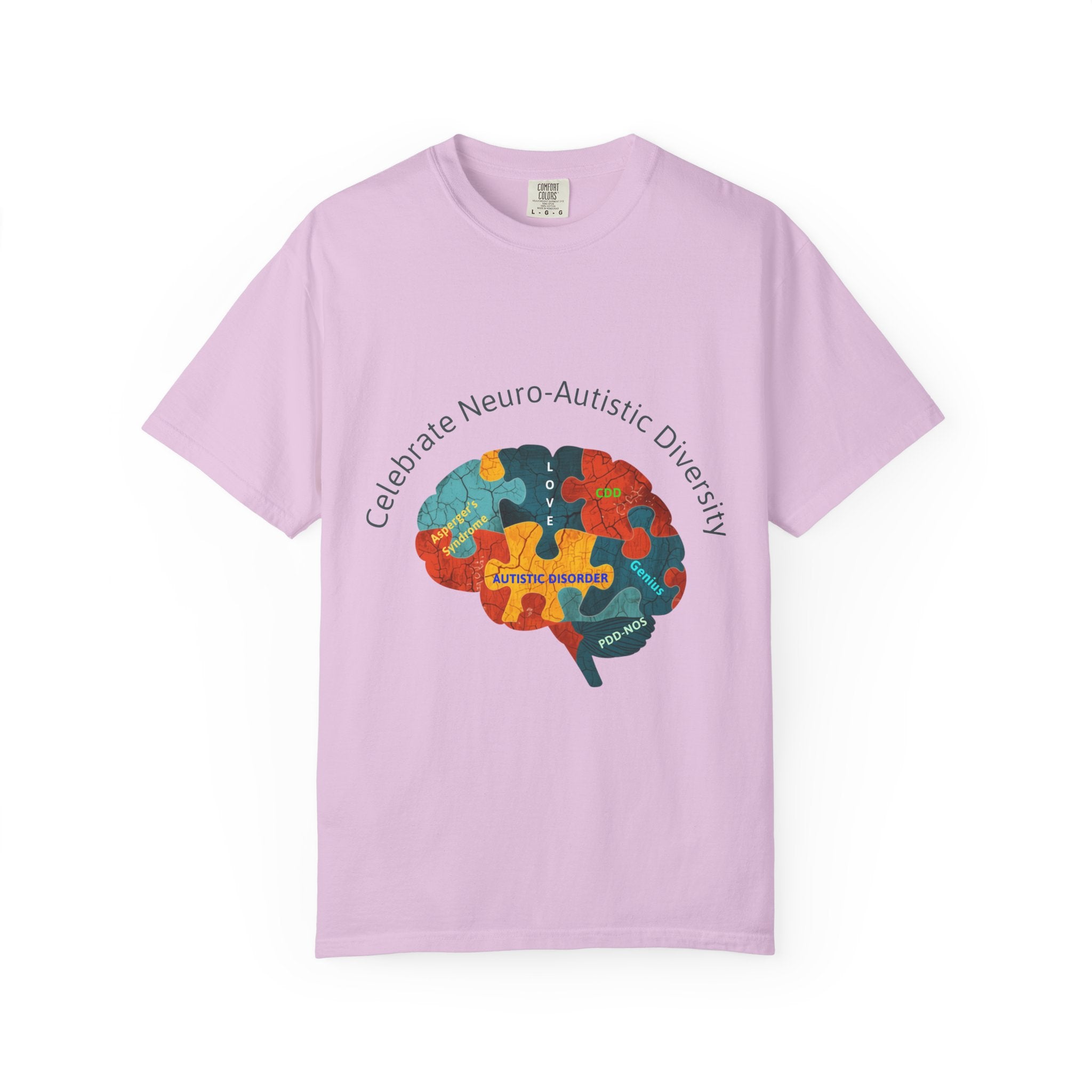 Autistic Neurodiversity Puzzle Brain T-Shirt — "Celebrate Neuro-Autistic Diversity"